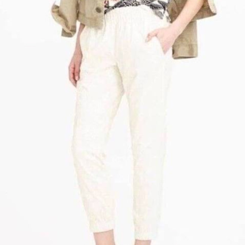 J Crew Seaside Pant, White, Size 8